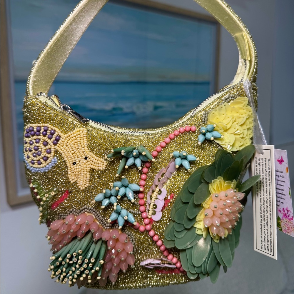 Viral Beaded Green Floral Bag Handcrafted in India